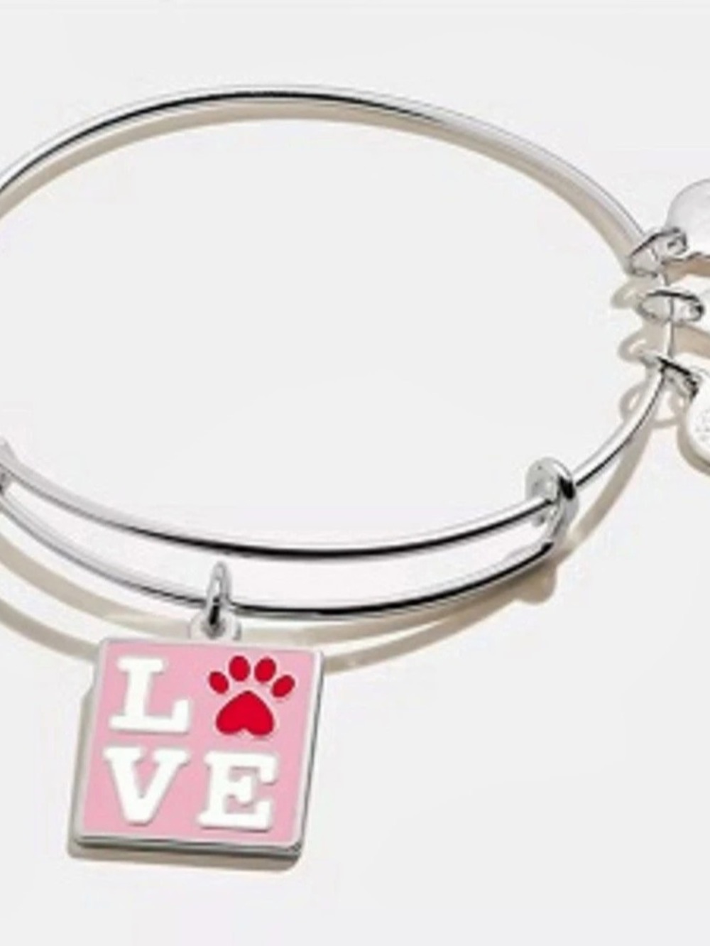 Alex and Ani Stamp of Love Paw Charm Bangle Pink & Silver